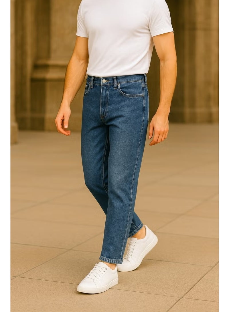 Cedy Denim جينز رجالي أزرق داكن بخصر عالي وساق ضيقة فضفاضة جينز أم C333 - Image 3